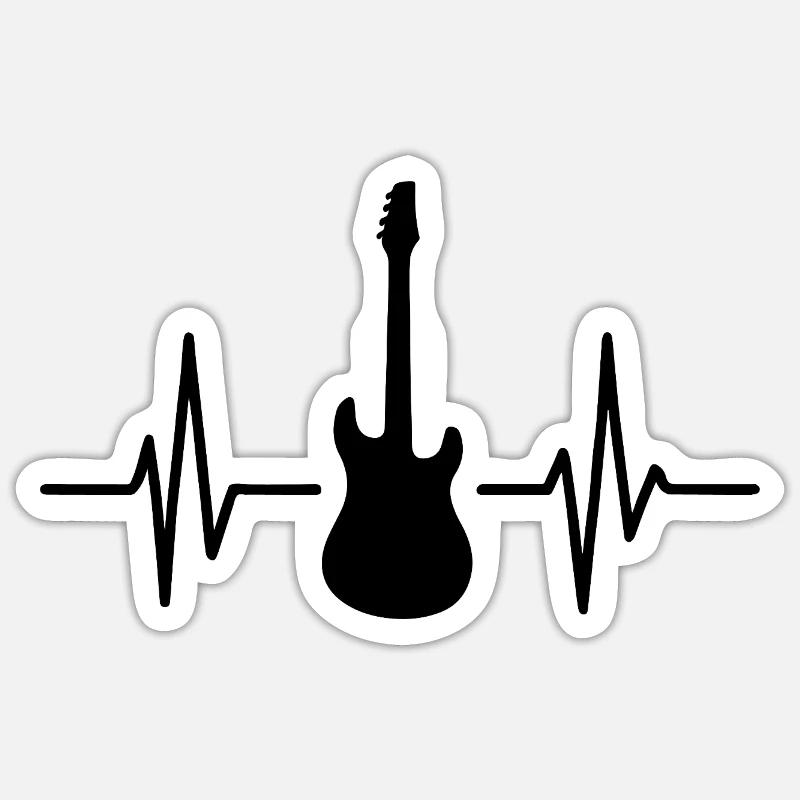 Guitar Pulse Silhouette Sticker size S (10 x 10 cm)