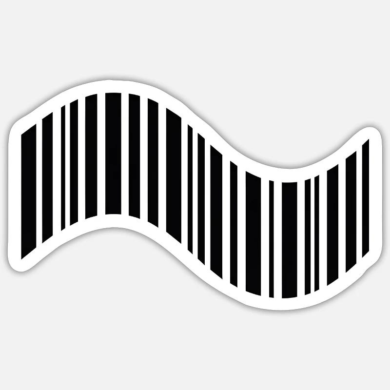 Barcode in wavy shape - Sticker size S (10 x 10 cm) - white matte