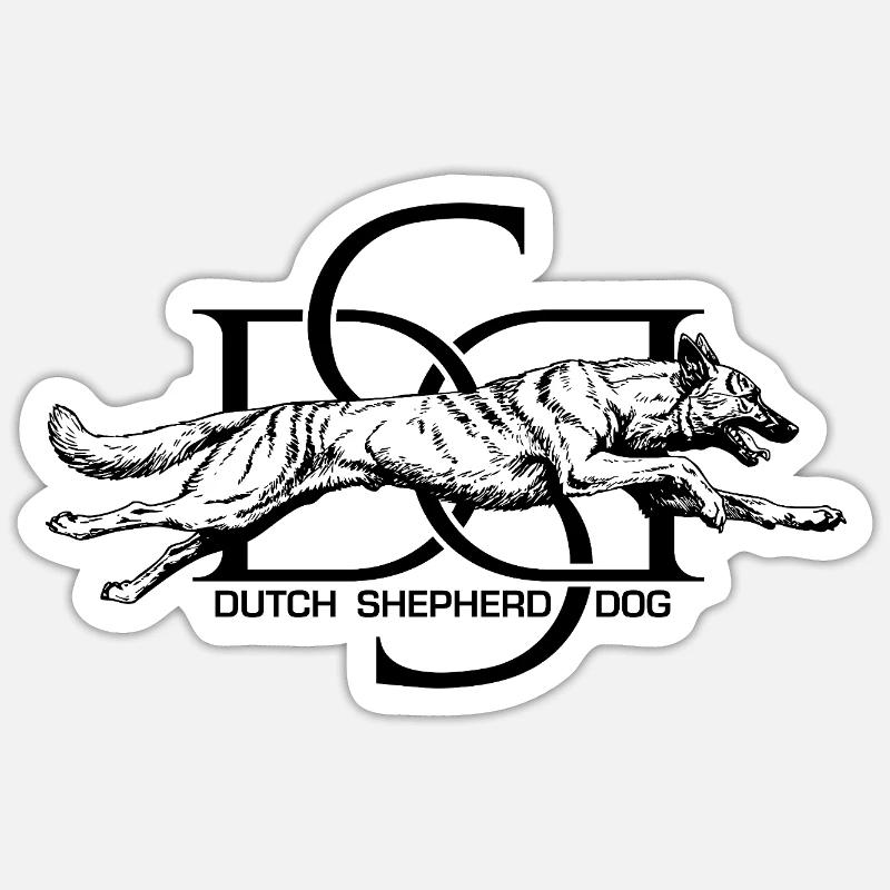 Dutchie - Dutch Shepherd Dog - Sticker size S (10 x 10 cm) - white matte