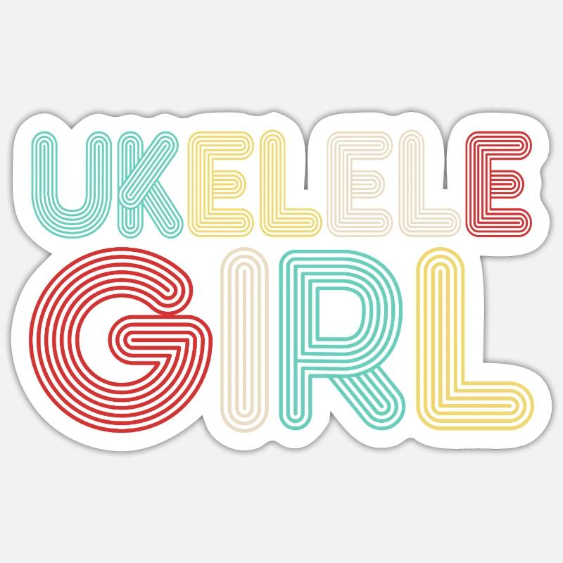 Hawaiian Ukulele Uke Retro 70s - Sticker size S (10 x 10 cm) - white matte