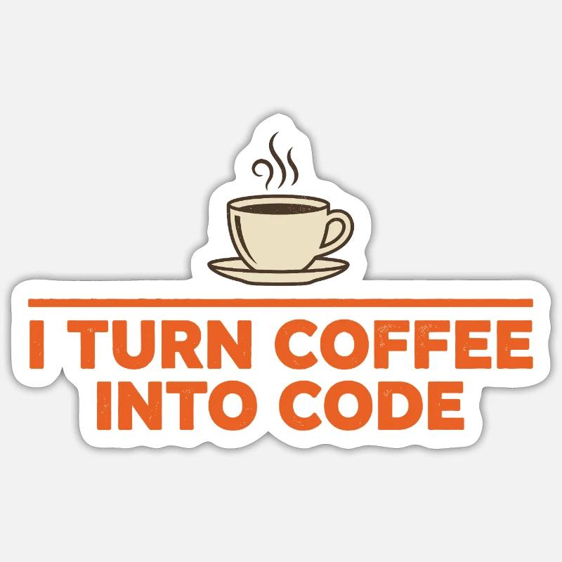 I Turn Coffee Into Code – Programmierer Retro Sticker Größe S (10 x 10 cm)