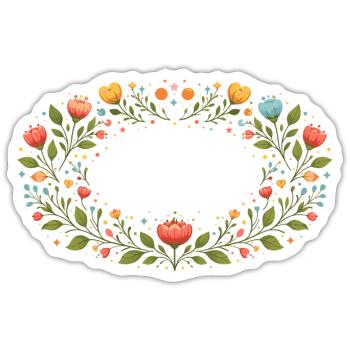 Floral Spring Frame with Flowers - Sticker size S (10 x 10 cm) - white matte - Front