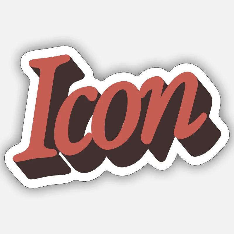 Retro Icon Script in Autumn Orange Sticker size S (10 x 10 cm)