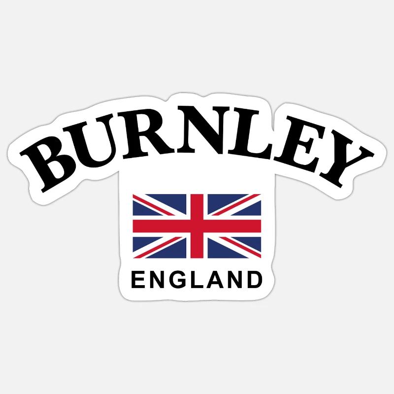 Burnley, Angleterre - Sticker taille S (10 x 10 cm) - blanc mat