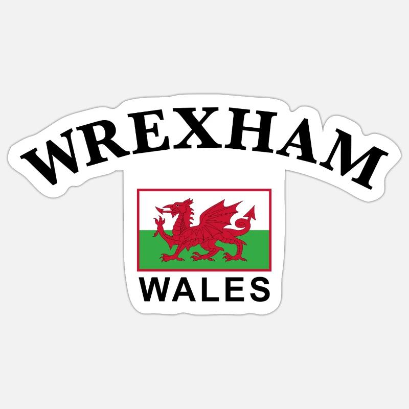 Wrexham, Pays de Galles - Sticker taille S (10 x 10 cm) - blanc mat