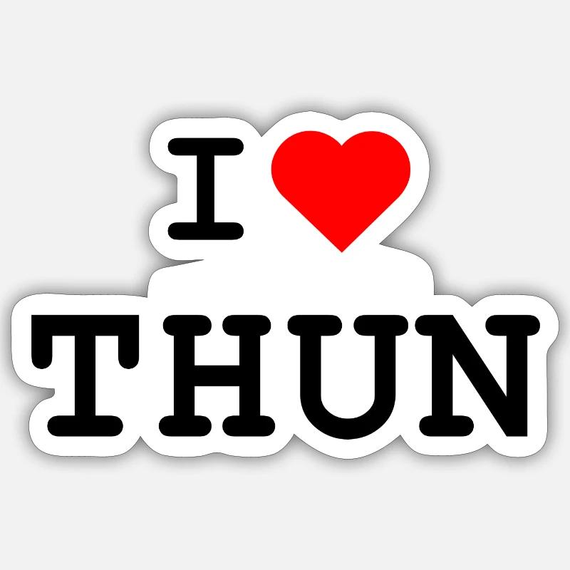 Ich liebe Thun - J’aime Thun - Sticker taille S (10 x 10 cm) - blanc mat
