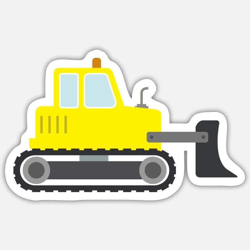 Bulldozer - Sticker taille S (10 x 10 cm) - blanc mat