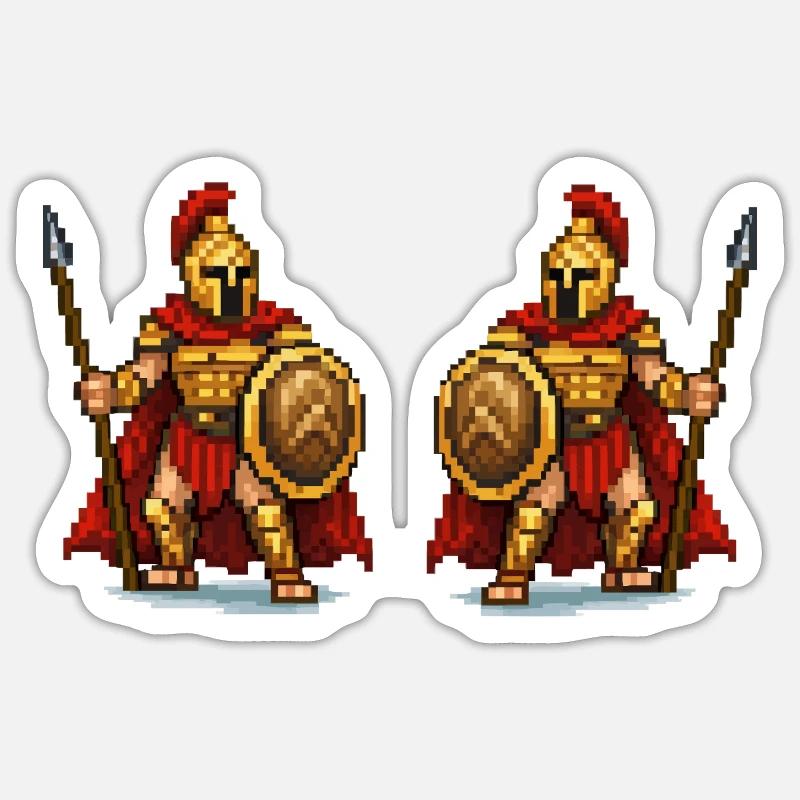 Doppel-Gladiator Pixelkunst Sticker Größe S (10 x 10 cm)