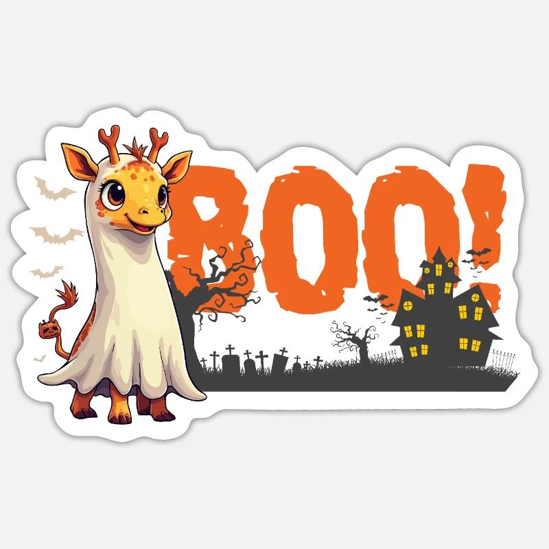 Boo Giraffe Ghost Halloween Cute - Sticker size S (10 x 10 cm) - white matte