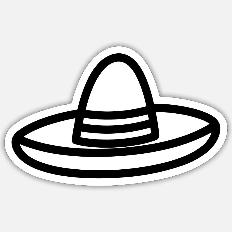 Mexikanischer Hut - Sticker Größe S (10 x 10 cm) - Mattweiß