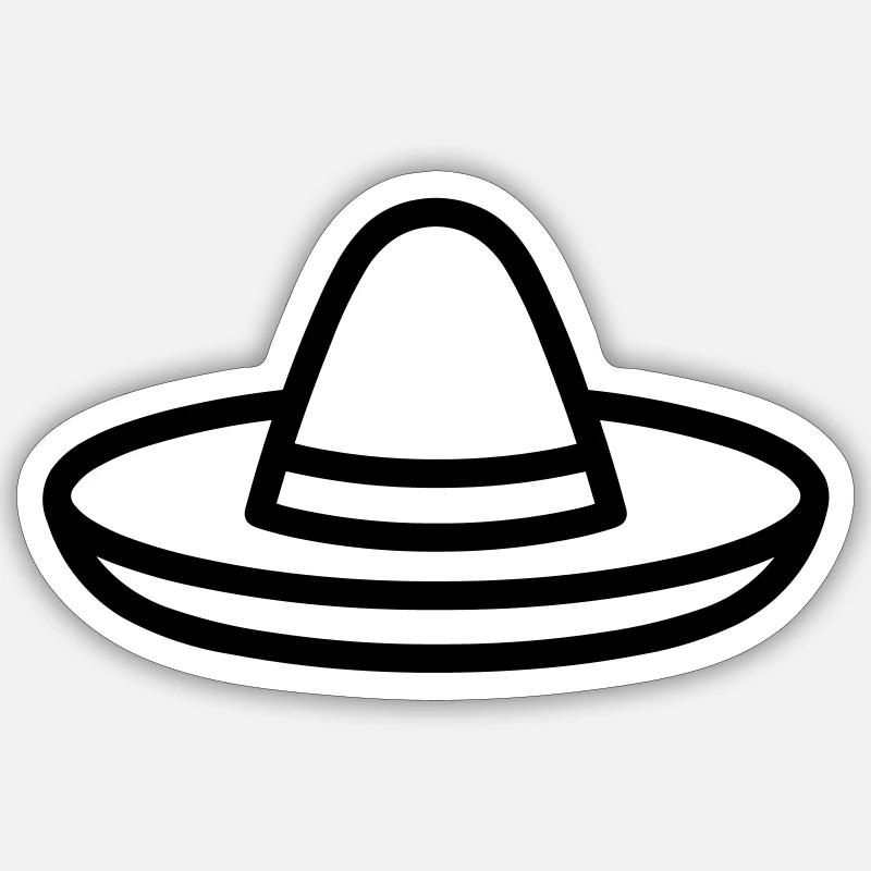chapeau mexicain - Sticker taille S (10 x 10 cm) - blanc mat
