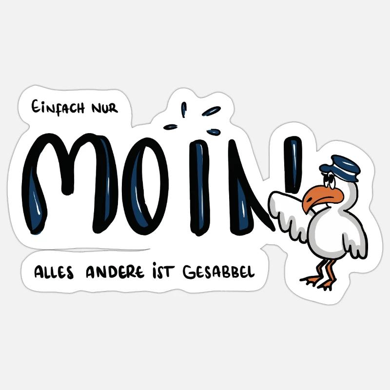 Moin Küstenseemöwe im Sailor-Style - Sticker Größe S (10 x 10 cm) - Mattweiß