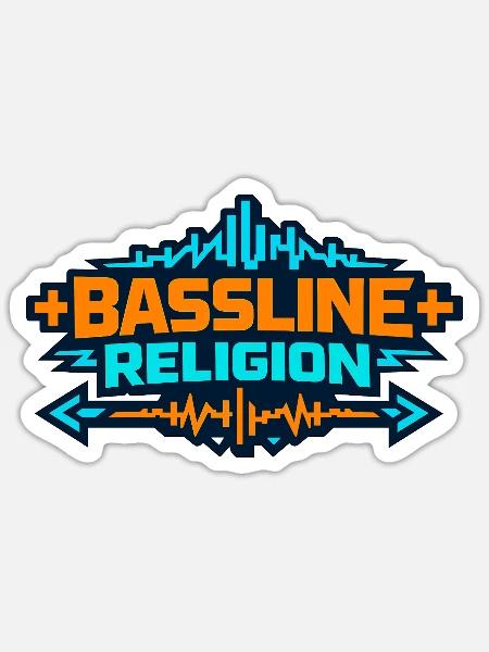 Bassline Religion Neon Logo - Sticker Größe S (10 x 10 cm) - Mattweiß