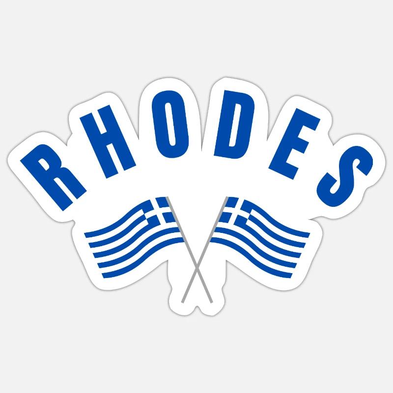 Drapeaux grecs de Rhodes croisés Sticker taille S (10 x 10 cm)