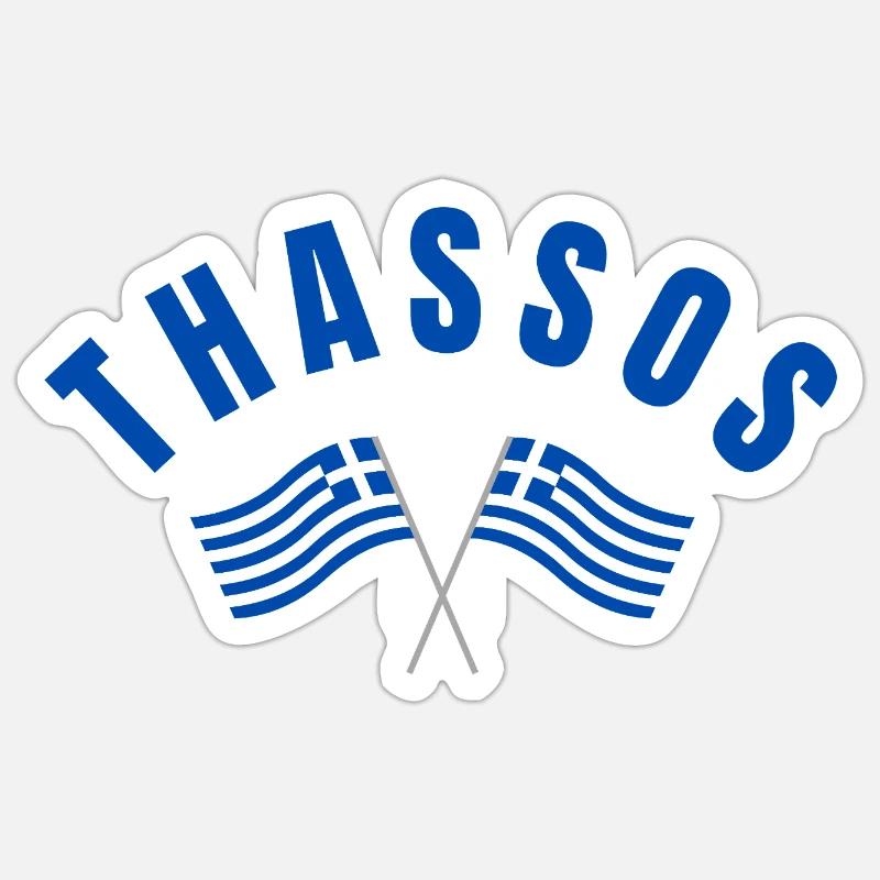 Thassos Drapeaux Grecs Croisés Sticker taille S (10 x 10 cm)