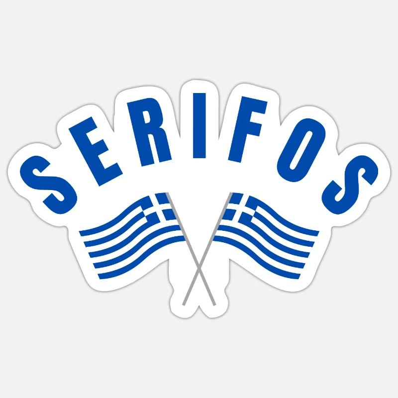 Drapeaux grecs de Serifos - Sticker taille S (10 x 10 cm) - blanc mat