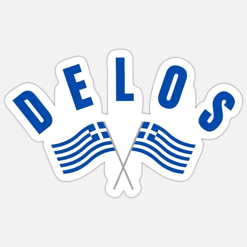Drapeaux grecs de Delos Traversé Sticker taille S (10 x 10 cm)