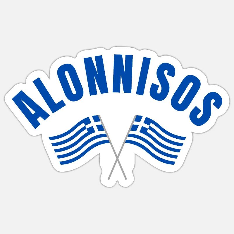 Alonnisos a croisé les drapeaux grecs - Sticker taille S (10 x 10 cm) - blanc mat