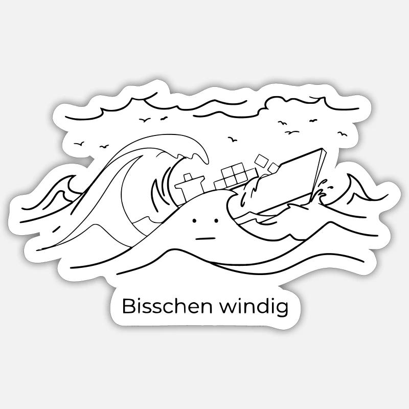 Bisschen Windig Seefahrt Sturm Moin Ozean See Sticker Größe S (10 x 10 cm)