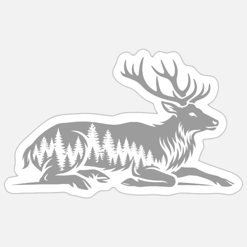  Hirsch - Sticker Größe S (10 x 10 cm) - Mattweiß