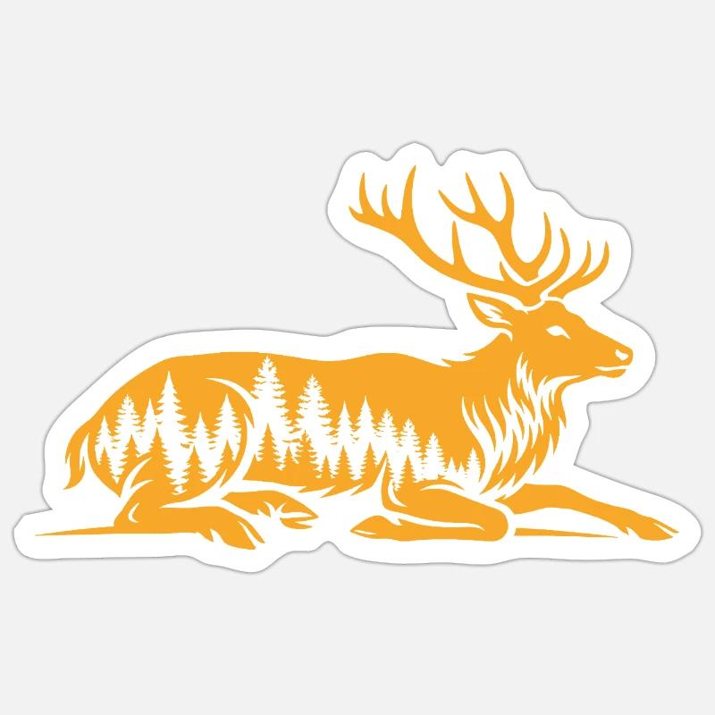 Cerf - Sticker taille S (10 x 10 cm) - blanc mat