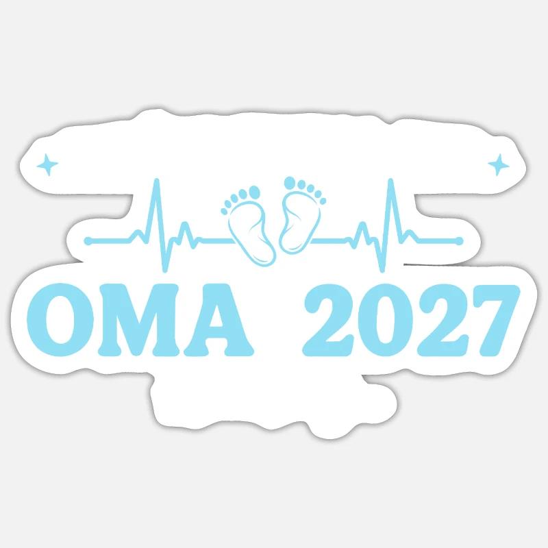 Oma 2027 Beförderung Großmutter Geschenk - Sticker Größe S (10 x 10 cm) - Mattweiß