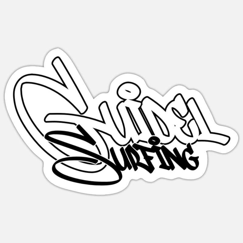 Surfing Graffiti Noir - Sticker taille S (10 x 10 cm) - blanc mat