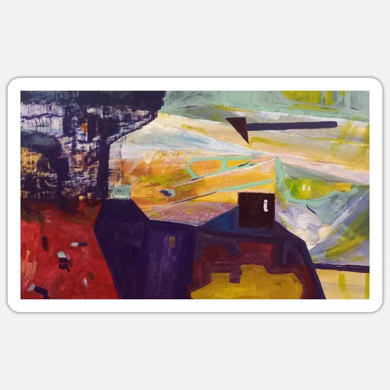 Paysage urbain abstrait - Sticker taille S (10 x 10 cm) - blanc mat
