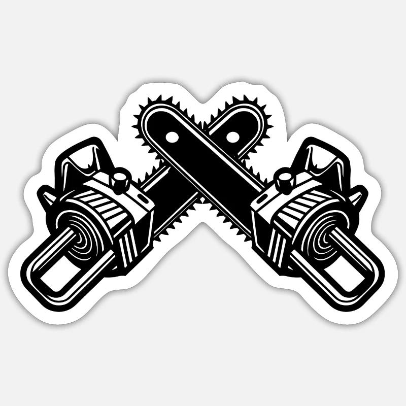 Crossed Chainsaws - Sticker size S (10 x 10 cm) - white matte
