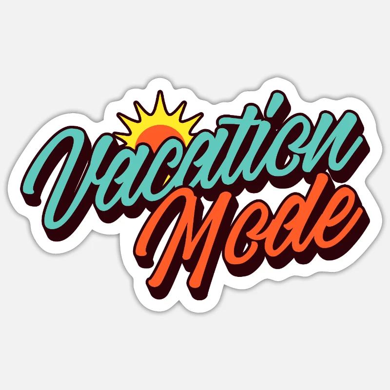 Vacation Mode Urlaubsmodus Retro Sonnen-Design - Sticker Größe S (10 x 10 cm) - Mattweiß