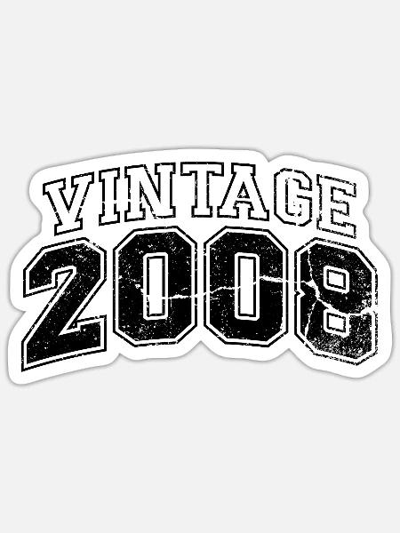 Vintage 2008 Jahrgang Geburtstag Geschenk - Sticker Größe S (10 x 10 cm) - Mattweiß