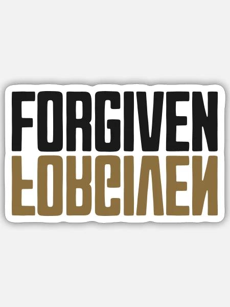 Forgiven Spiegel Design Schwarz Gold - Sticker Größe S (10 x 10 cm) - Mattweiß