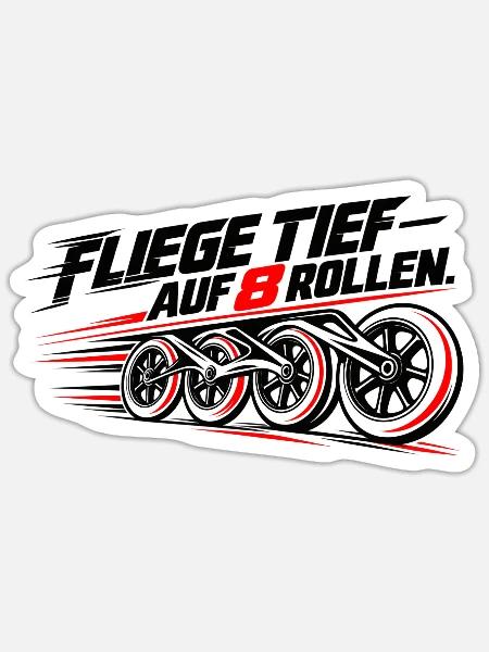 Fliege tief auf 8 Rollen Skate - Sticker Größe S (10 x 10 cm) - Mattweiß