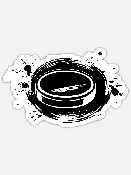 Eishockey Puck Skizze - Sticker Größe S (10 x 10 cm) - Mattweiß