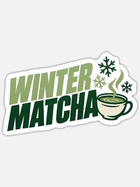 Grüne Winter Matcha Tasse - Sticker Größe S (10 x 10 cm) - Mattweiß