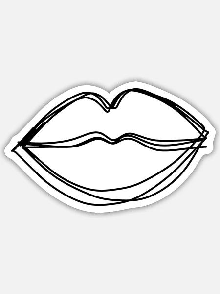 Kussmund handgezeichnet - Sticker Größe S (10 x 10 cm) - Mattweiß