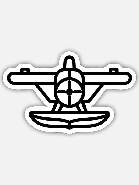 Wasserflugzeug - Sticker Größe S (10 x 10 cm) - Mattweiß