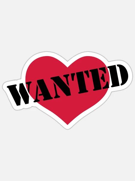 WANTED Love Heart - Klistremerke størrelse S (10 x 10 cm) - matt hvit