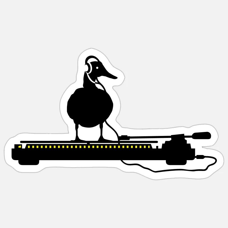 disco duck turntable - Sticker Größe S (10 x 10 cm) - Mattweiß