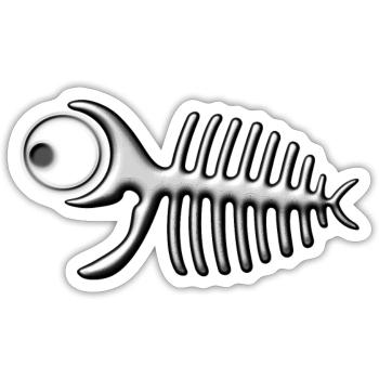 Arête de poisson - Sticker taille S (10 x 10 cm) - blanc mat - Devant