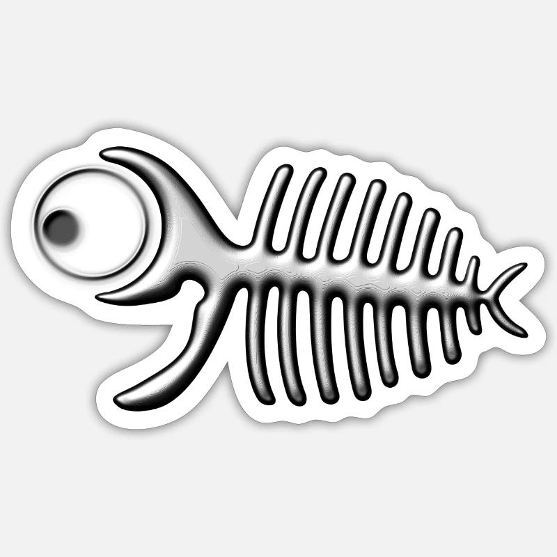 Arête de poisson Sticker taille S (10 x 10 cm)