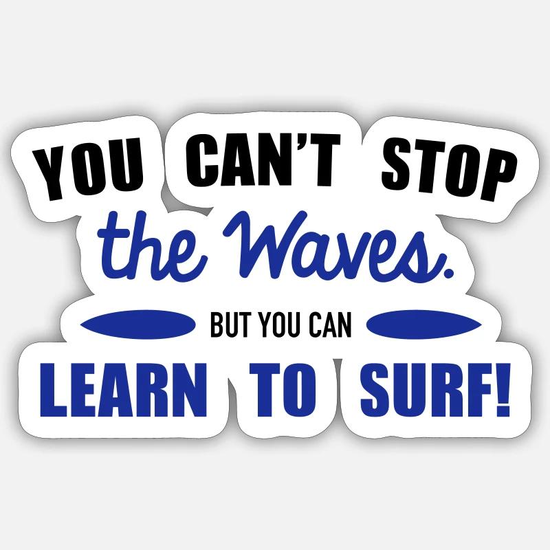 Learn to surf - Sticker size S (10 x 10 cm) - white matte