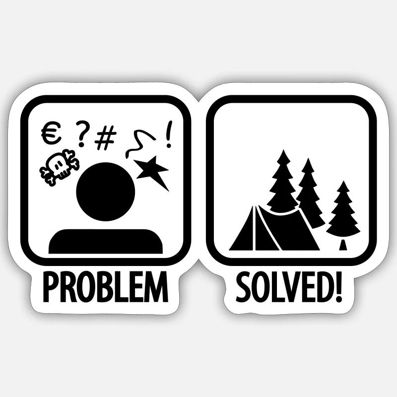 problem solved - camping - Sticker Größe S (10 x 10 cm) - Mattweiß