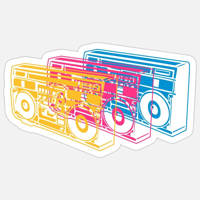 radio portable - Sticker taille S (10 x 10 cm) - blanc mat