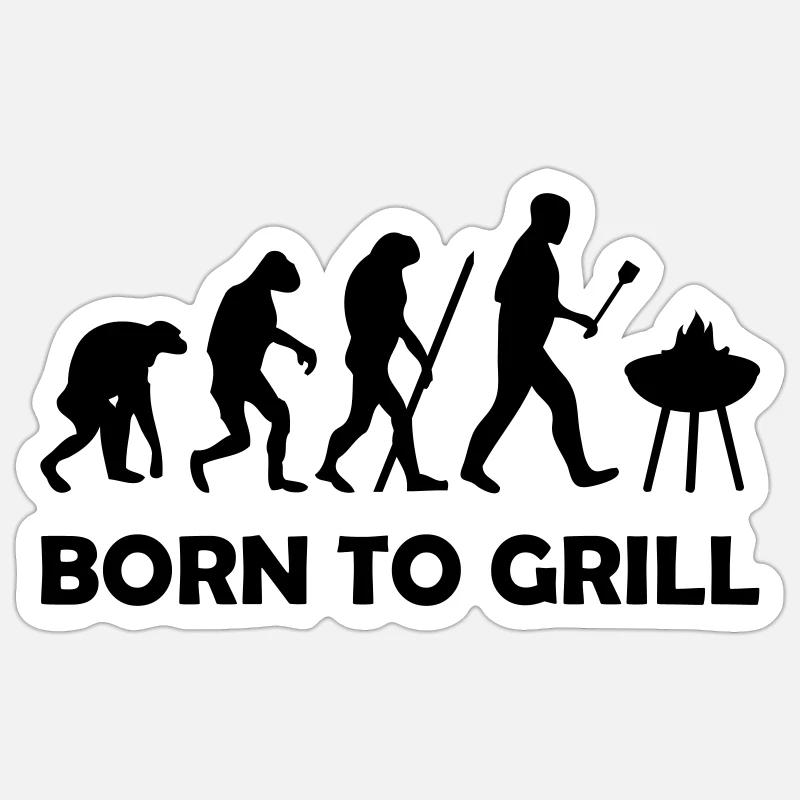 born to grill - Sticker taille S (10 x 10 cm) - blanc mat