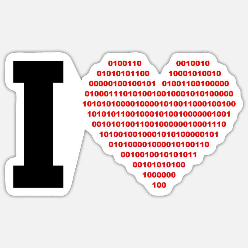 I LOVE - Binary heart - digital - black Sticker size S (10 x 10 cm)