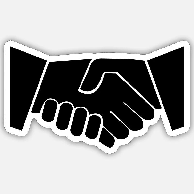 Handschlag - Handshake - Sticker Größe S (10 x 10 cm) - Mattweiß