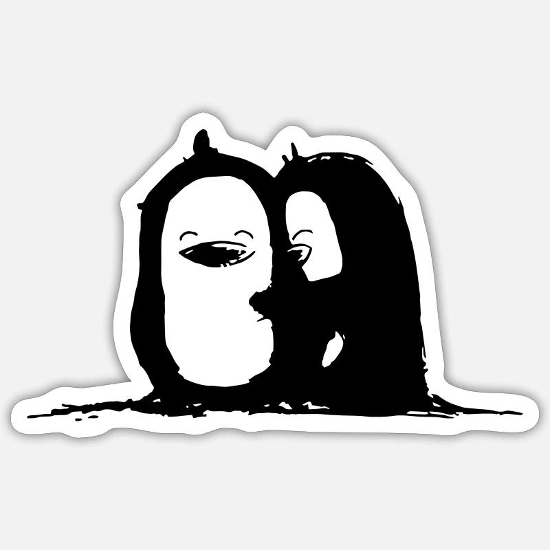 Pingouin temps de câlins - Sticker taille S (10 x 10 cm) - blanc mat