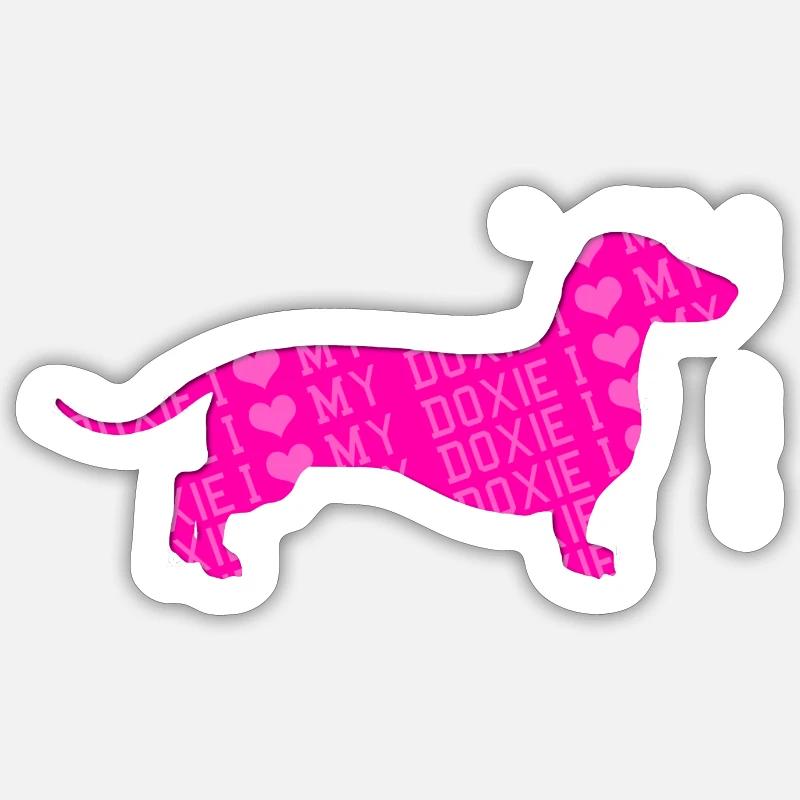 J'aime mon Teckel - Sticker taille S (10 x 10 cm) - blanc mat