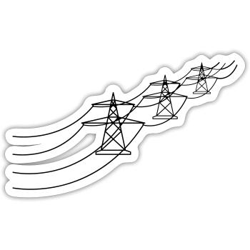 viele trasse strom mast strommast elektro leitung - Sticker Größe S (10 x 10 cm) - Mattweiß - Vorne